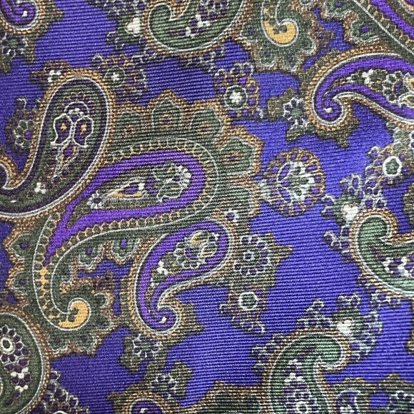 Vintage Lanvin Men's Silk Tie Necktie Purple Paisley Pattern - Picture 6 of 6